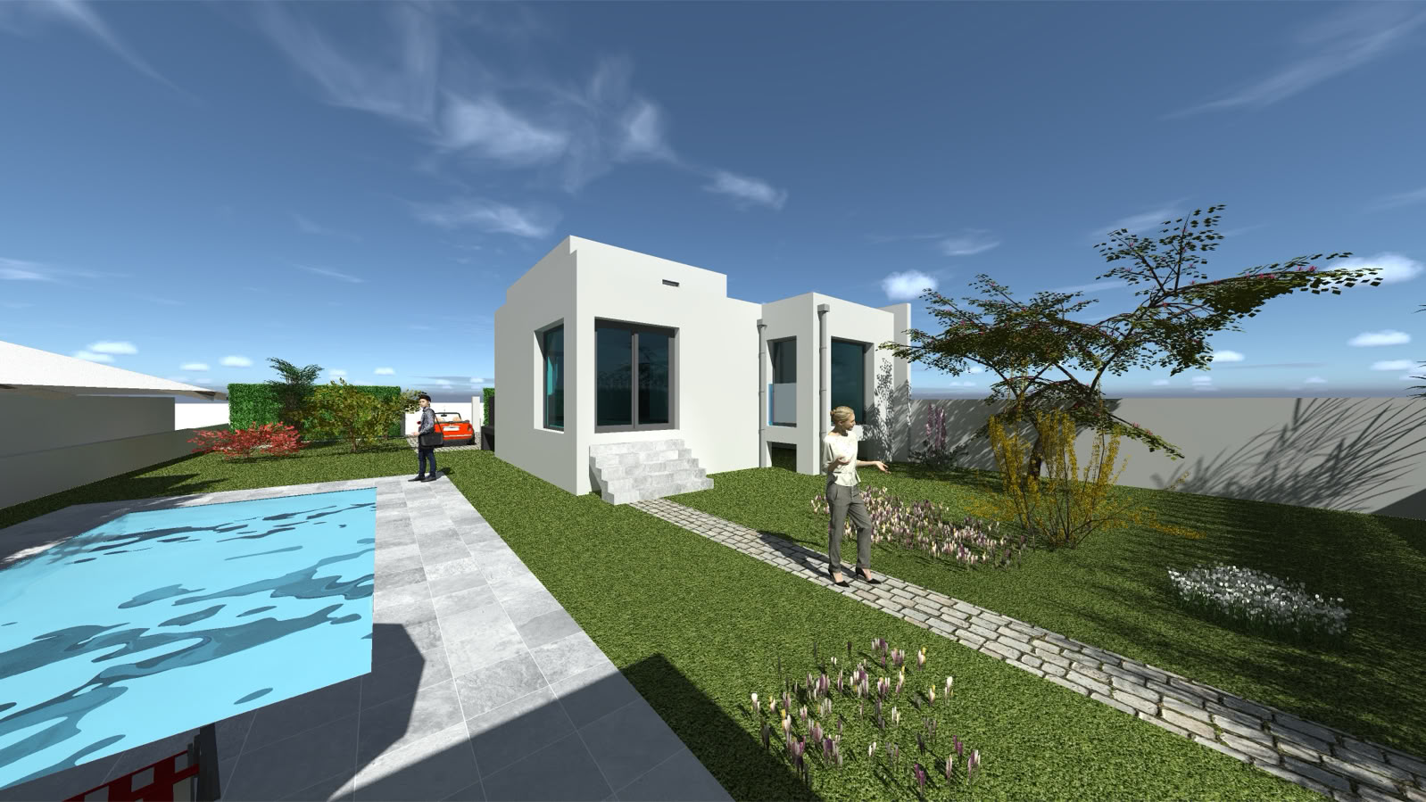 Extension contemporaine d’une maison, Oullins — vue 1