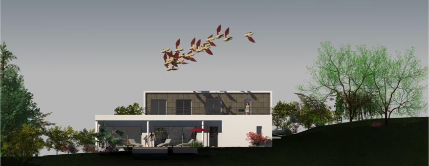 Maison contemporaine en volumes blancs, Bouliac (33270) — vue 5