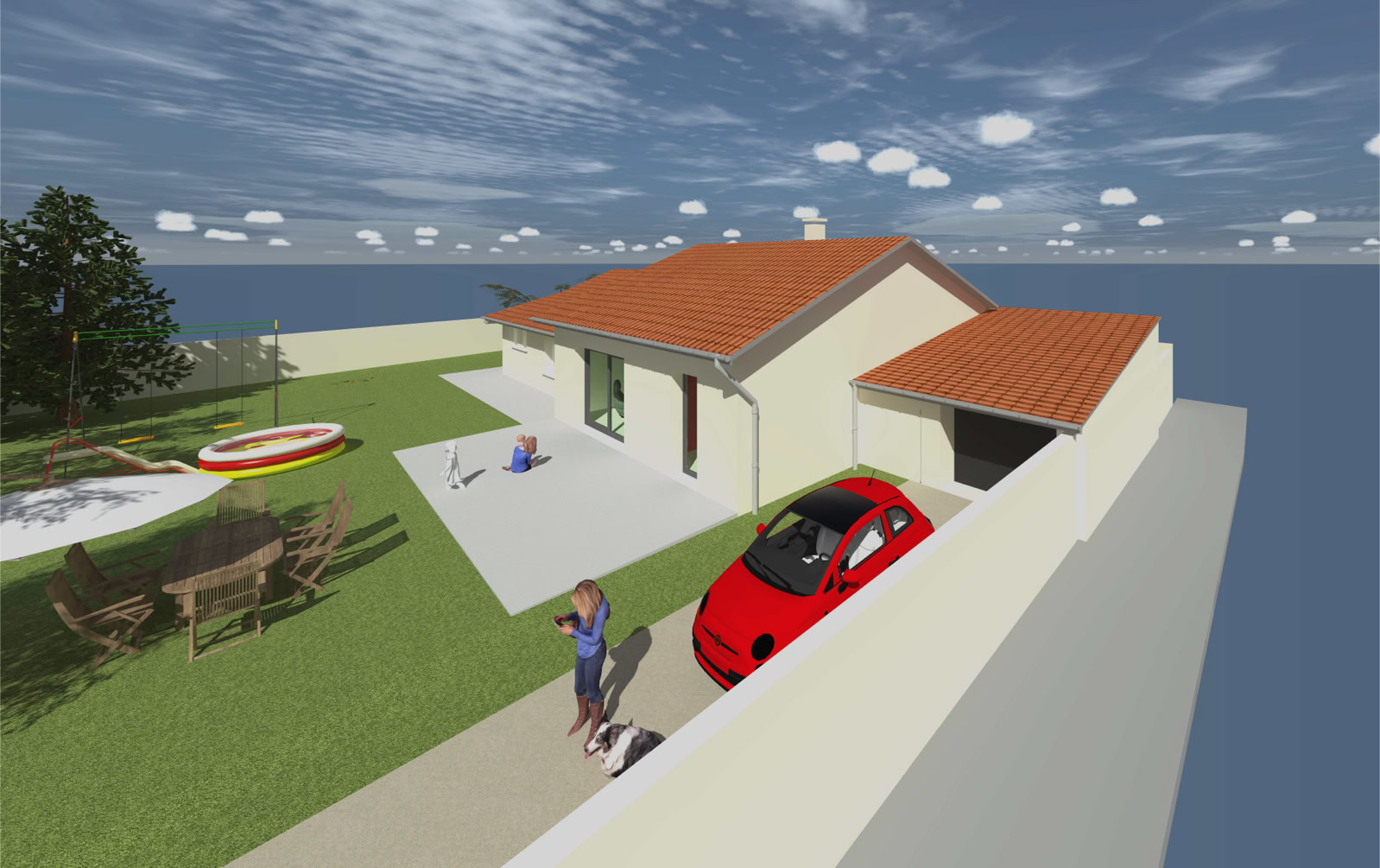 Extension contemporaine d’une maison traditionnelle, Saint-Pierre-de-Chandieu (69780) — vue 1