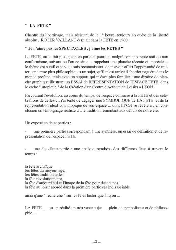 L’espace de la fête, dossier historique, feuillet — 2