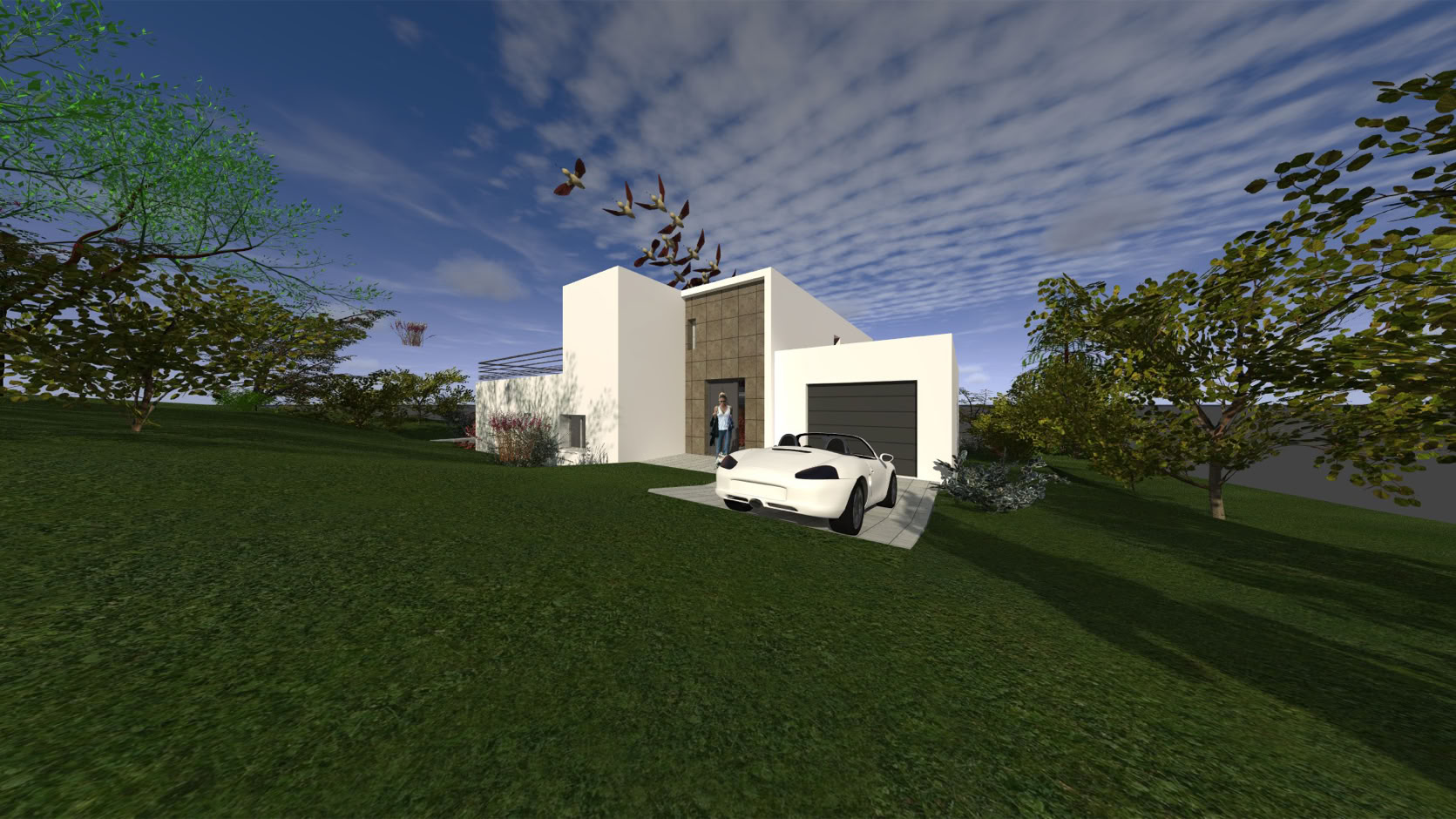 Maison contemporaine en volumes blancs, Bouliac (33270) — vue 2
