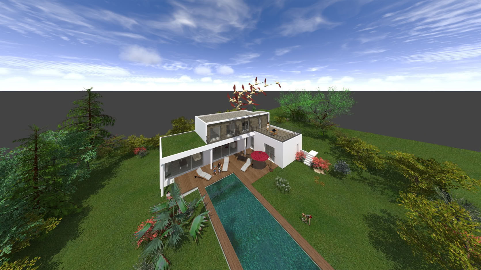 Maison contemporaine en volumes blancs, Bouliac (33270) — vue 1